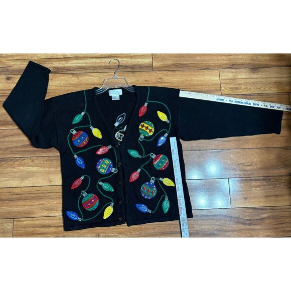 Vintage Women's Christmas Cardigan Sweater 3D Embroidered Button-Up Size M Ramie - Picture 7 of 10